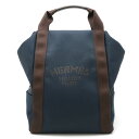 HERMES エルメス サックド パンサージュ グルーム バッグパック リュックサック キャンバス レザー ネイビー 紺 ダークブラウン 【中古】
