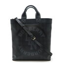 BURBERRY バーバリー ロンドンチェック LDN ロゴ トートバッグ 2WAY ショルダーバッグ 斜め掛け 縦長 PVC レザー ダークグレー ブラック ...