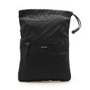 PRADA プラダ 巾着ポーチ マルチポーチ 小物入れ ナイロン レザー NERO 黒 ブラック シルバー金具 【中古】