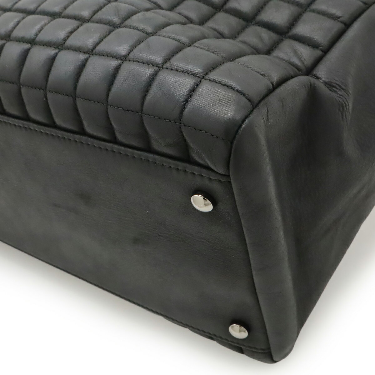 CHANEL シャネル 2.55 チョコバー ココマーク チェーントート トートバッグ ショルダーバッグ スパークルレザー ブラック 黒 シルバー金具 【中古】