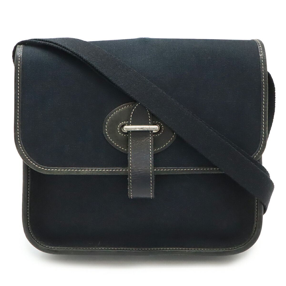 HERMES エルメス ブエナベンチュラ ミニ ショルダーバッグ ポシェット 斜め掛け トワルオフィシエ レザー ブラック 黒 【中古】