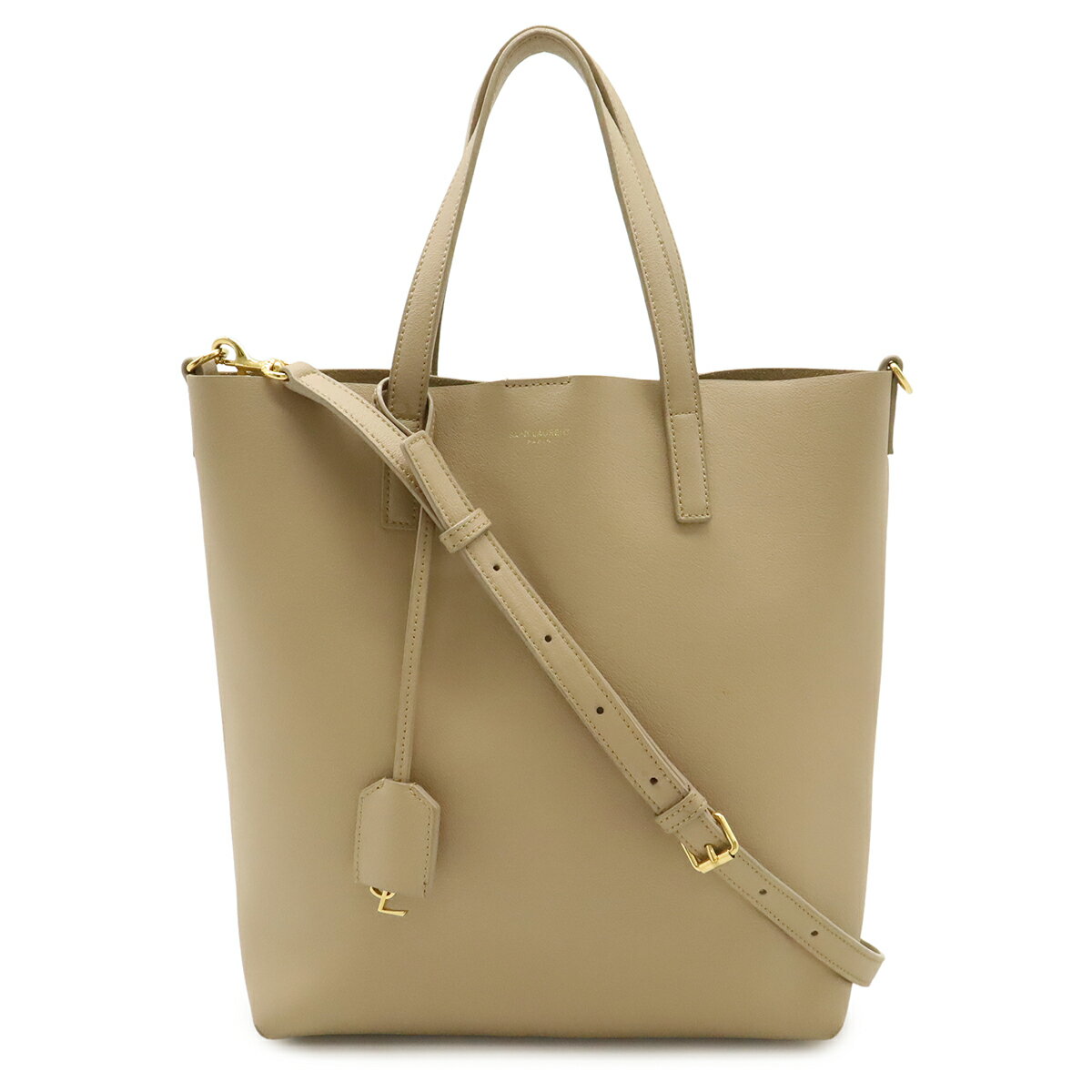 SAINT LAURENT PARIS サン ローラン パリ YSL イブサンローラン トイ ショッピング トートバッグ 2WAYショルダー レザー ベージュ 600307 【中古】