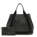 BALENCIAGA バレンシアガ ネイビー カバ M トートバッグ ショルダーバッグ レザー パンチングロゴ ブラック 黒 ポーチ付き 339936 【中古】