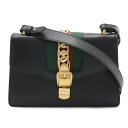GUCCI グッチ シルヴィ シェリーライン リボン ショルダーバッグ セミショルダー ワンショルダー レザー ブラック 黒 ゴールド金具 421882 【中古...