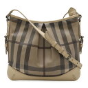 BURBERRY バーバリー スモークドチェック チェック柄 ショルダーバッグ 斜め掛け PVC レザー グレージュ マルチカラー 【中古】
