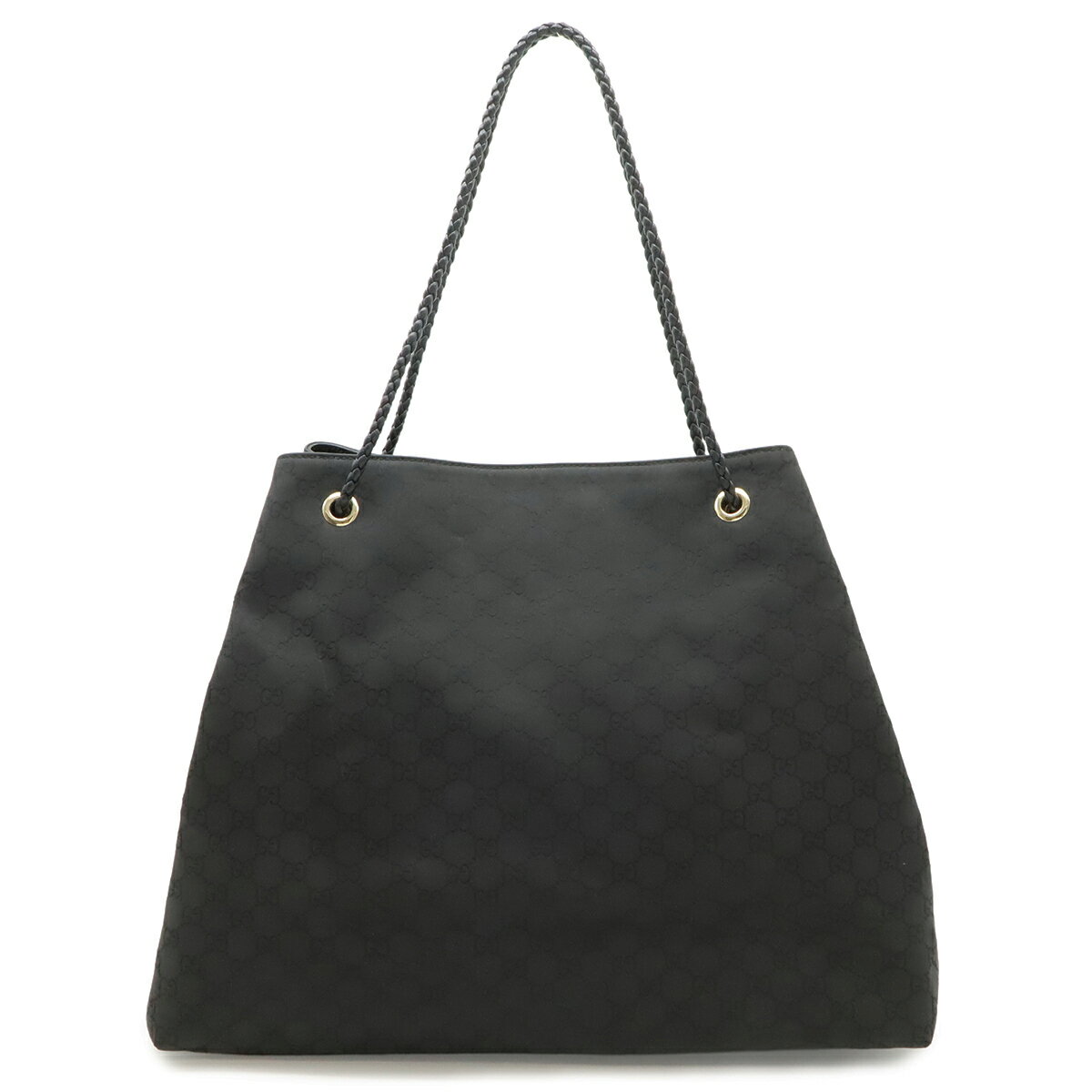 GUCCI - GUCCI グッチ GGナイロン トートバッグ ショルダーバッグ セミショルダー 肩掛け レザー ブラック 黒 ゴールド金具 アウトレット品 380118 【中古】