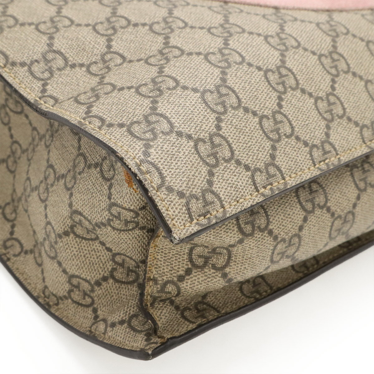 GUCCI グッチ GGスプリーム BOSCO ボスコ アップリケ 犬 ドッグ トートバッグ 2WAY ショルダーバッグ PVC ベージュ ピンク レッド 限定品 450950 【中古】