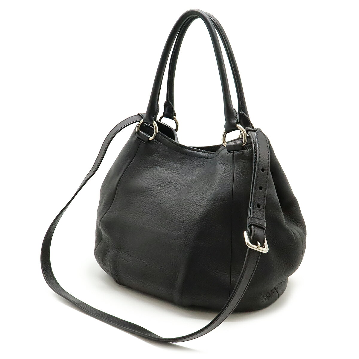 PRADA プラダ トライアングルロゴ トートバッグ 2WAY ショルダーバッグ レザー NER...