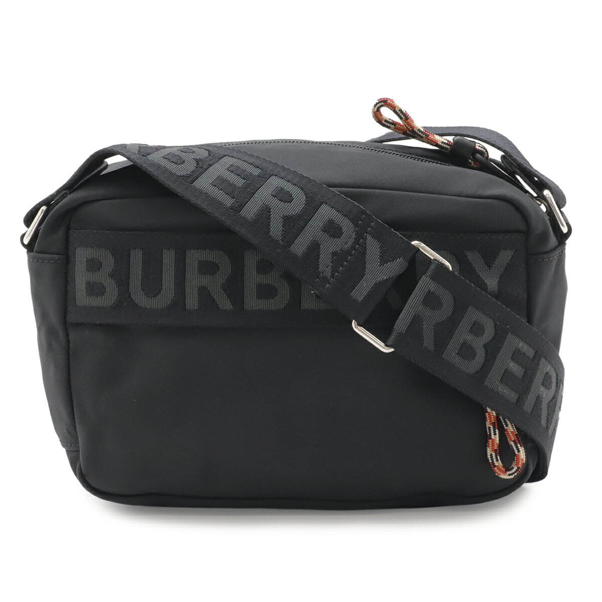 BURBERRY バーバリー ロゴディテール クロスボディバッグ ボディバッグ ウエストバッグ ウエストポーチ ナイロン レザー ブラック 黒 8025669 【中古】