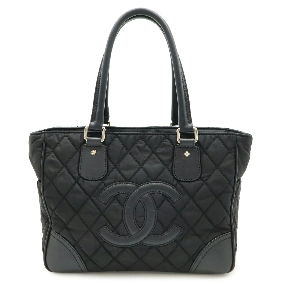 CHANEL シャネル パリニューヨークライン マトラッセ ココマーク トートバッグ ショルダーバッグ ナイロンキャンバス レザー ブラック 黒 A33100 【中古】