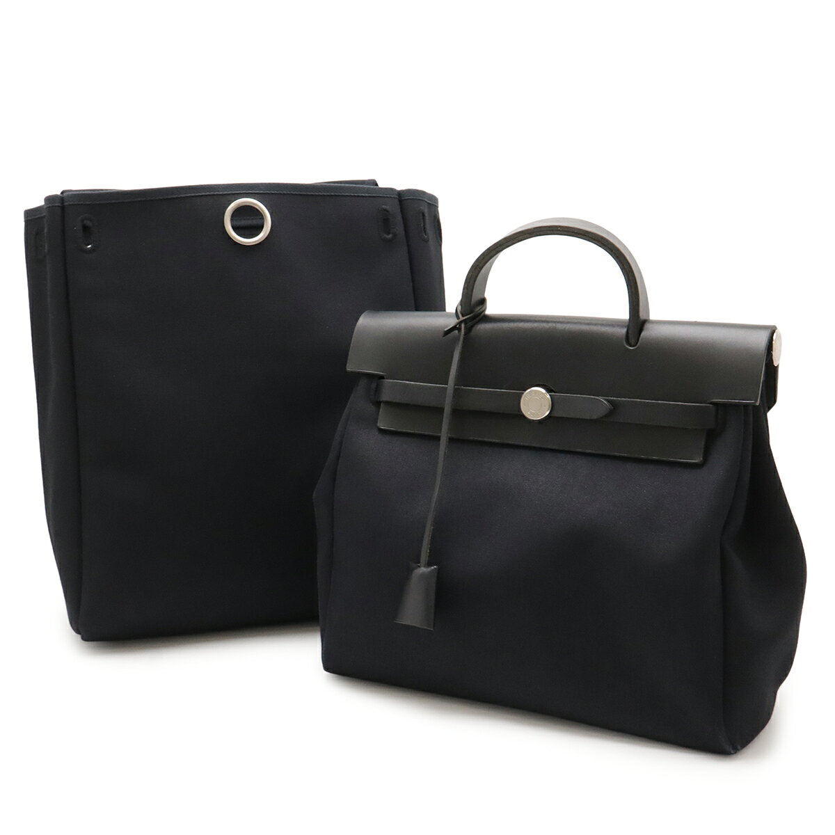 HERMES エルメス エールバッグ アドPM リュックサック バックパック 2WAY ハンドバッグ トワルオフィシエ レザー ブラック 黒 シルバー金具 □F刻印 【中古】
