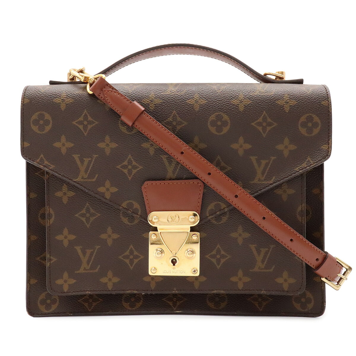 商品説明 程度 中古 ABランク サイズ W27cm H21.5cm D7cm ショルダーストラップ最長約122cm(7段階調節可、金具含む) 材質 モノグラム・キャンバス(PVCコーティングキャンバス) カラー ブラウン 仕様 前面ポケット1、内側ファスナーポケット1 付属品 ショルダーストラップ 鍵2 重さ 約690g コンディション 外側 下部反り、若干波打ちのようなヨレ、コバヒビ、若干毛羽立ち 内側 キズ、スレ、浮きシワ、ポケット内ベタつき、剥がれ ハンドル コバスレ、ヒビ ショルダー シワ、スレ、コバ毛羽立ち 金具 くすみ、キズ、スレ 特記事項 A20913 コメント 使用感のあるお品物でございます。かっちりしたフォルムと品の良いデザインが人気のモンソー。ビジネスシーンではもちろん、普段使いにもご愛用いただける実用性の高いバッグでございます。