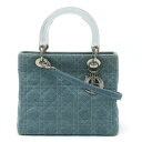 Christian Dior クリスチャン ディオール レディディオール カナージュ ハンドバッグ 2WAY ショルダーバッグ デニム ライトブルー クリア 【...