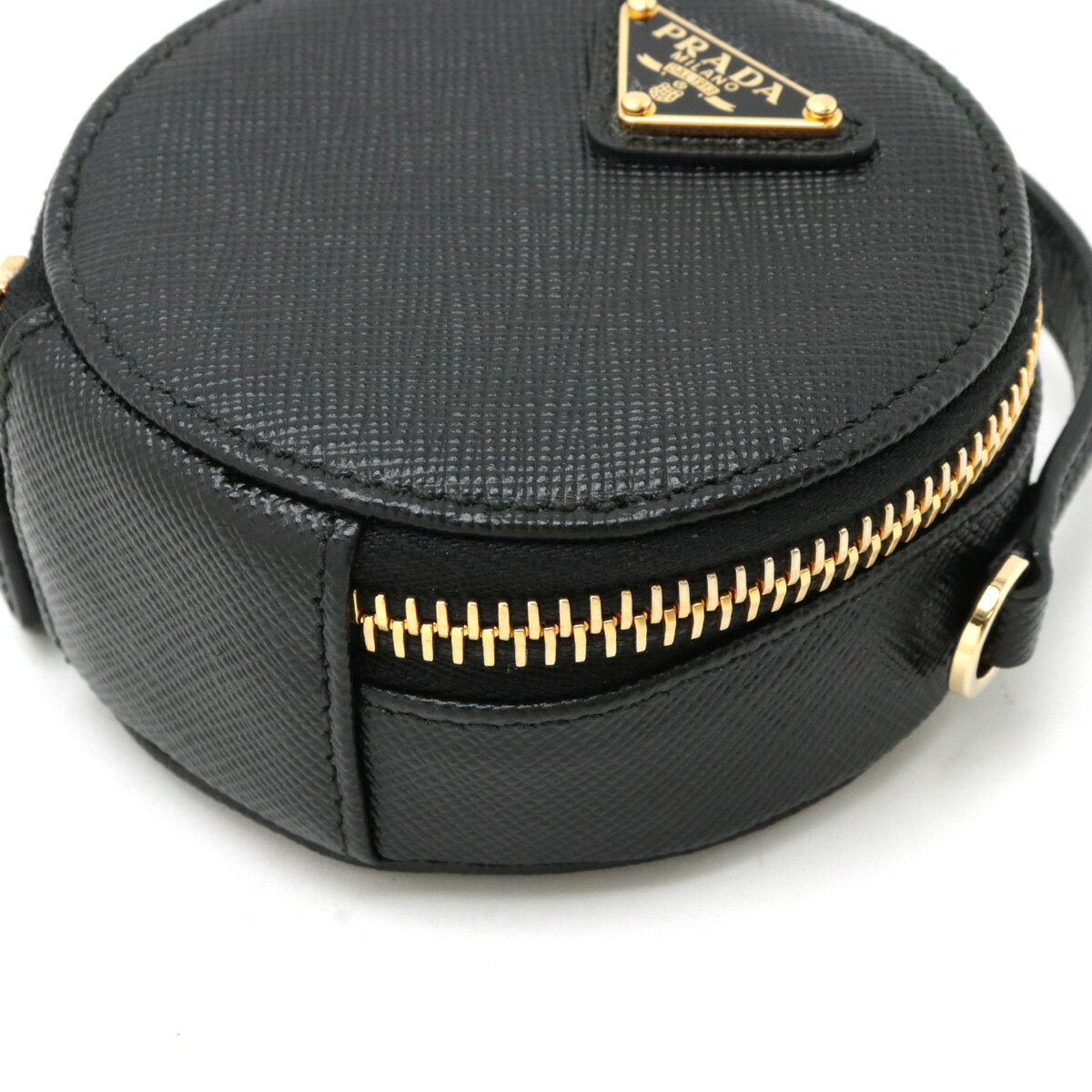 PRADA プラダ SAFFIANO ミニポーチ 小物入れ 2WAY チェーンショルダー ショルダーバッグ レザー NERO 黒 ブラック ゴールド金具 1NR023 【中古】