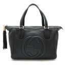 GUCCI グッチ ソーホー インターロッキングG トートバッグ ハンドバッグ フリンジ タッセル レザー ブラック 黒 ゴールド金具 282307 【中古】