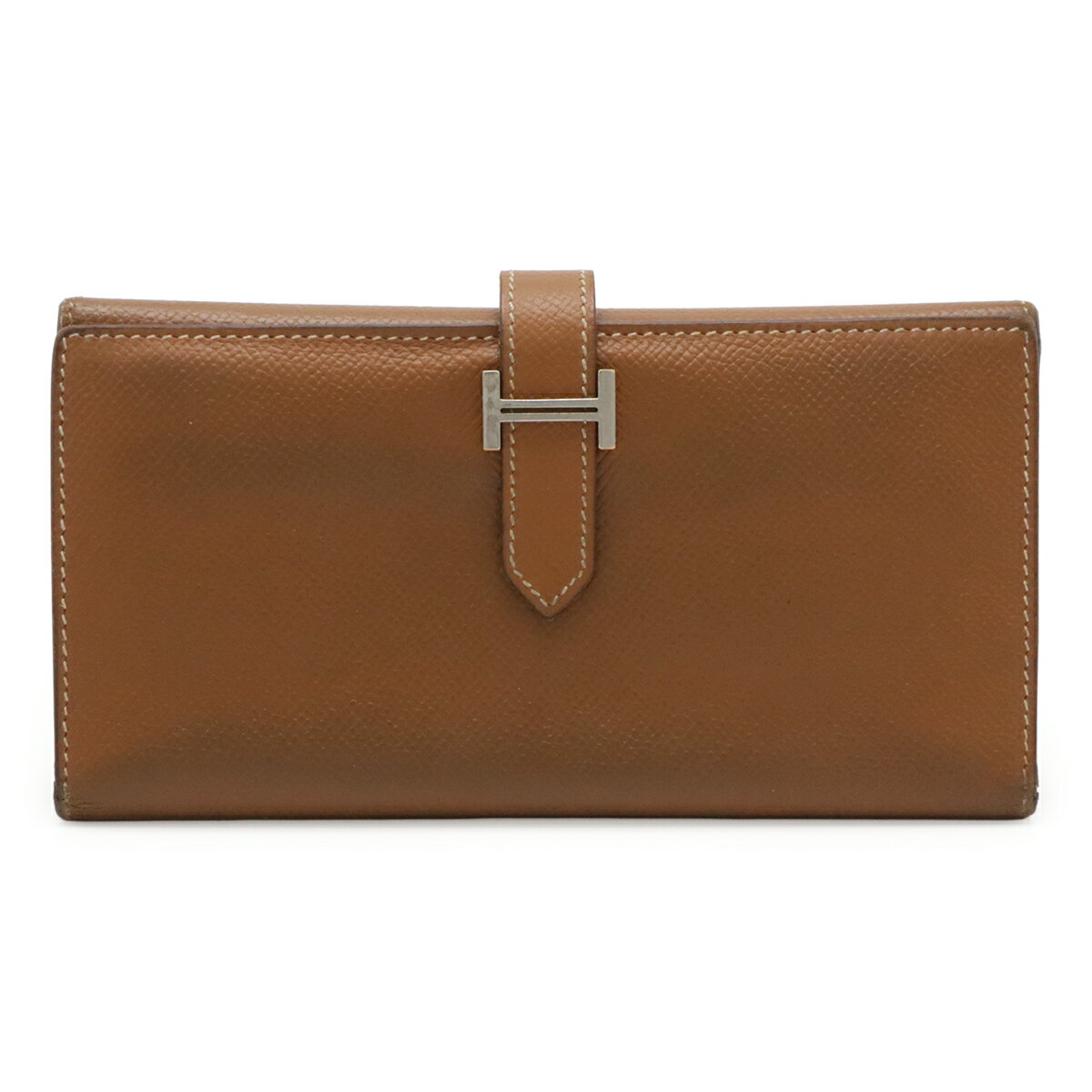 樂天商城 - HERMES エルメス ベアン 2PLIS デュプリ 3つ折長財布 三つ折り長財布 ヴォーエプソン レザー ゴールド キャメル ブラウン シルバー金具 □J刻印 【中古】