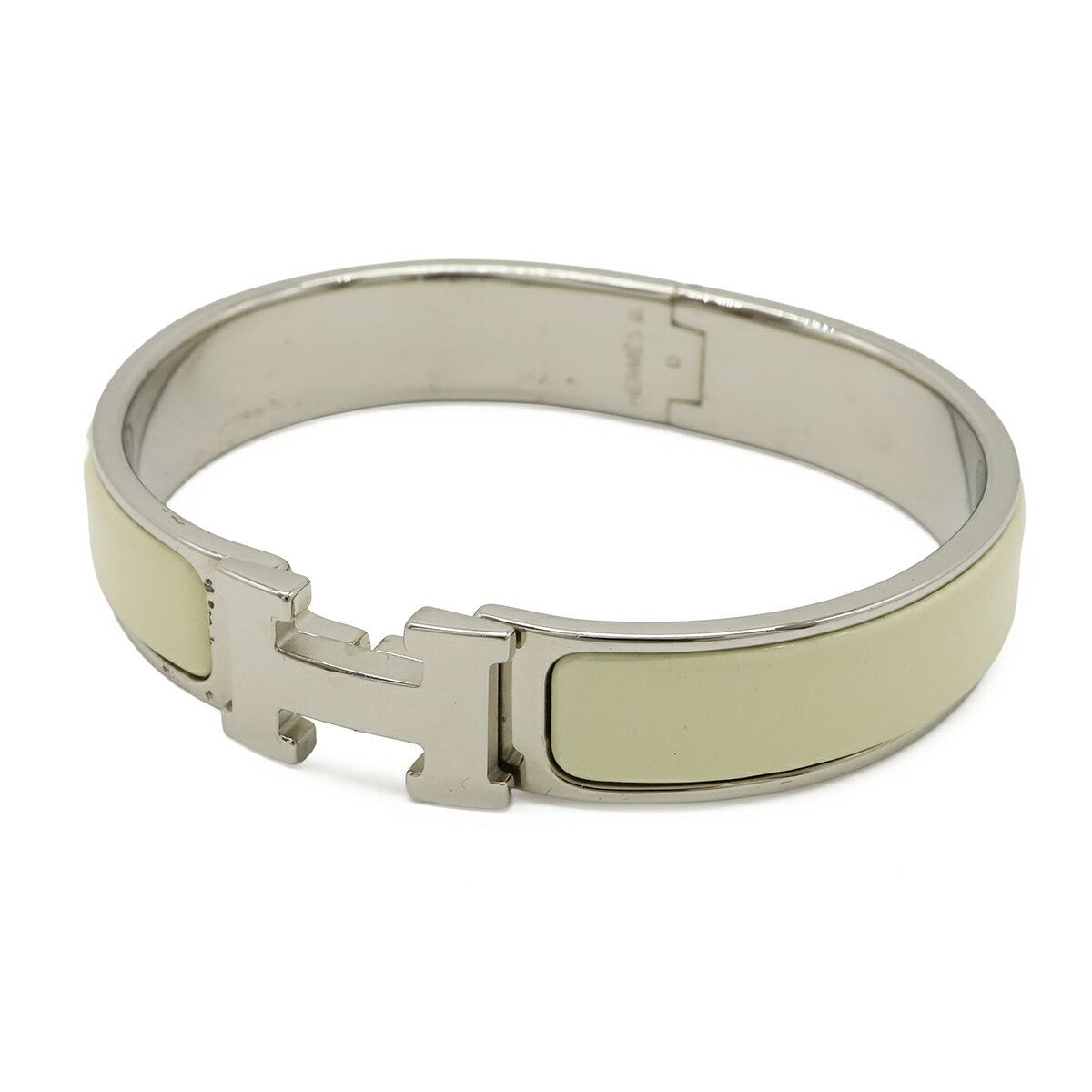 Rakuten - HERMES エルメス クリックH PM クリックアッシュ ブレスレット バングル エナメル メタル アイボリー 白 シルバー金具 【中古】