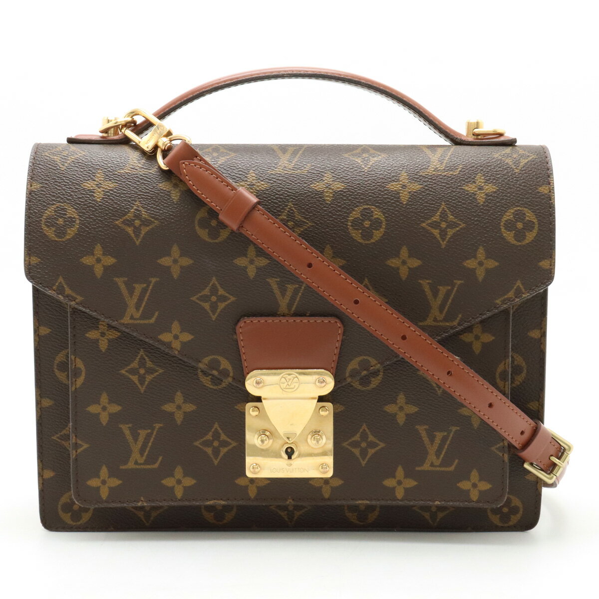 【バッグ】LOUIS VUITTON ルイ ヴィトン モノグラム モンソー28 セカンドバッグ ハンドバッグ ビジネスバッグ 2WAY ショルダーバッグ 鍵欠品 M51185 【中古】