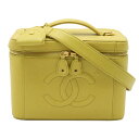CHANEL シャネル ココマーク バニティバッグ ハンドバッグ 化粧ポーチ コスメポーチ 2WAY ショルダーバッグ キャビアスキン レザー ダスティイエロー...