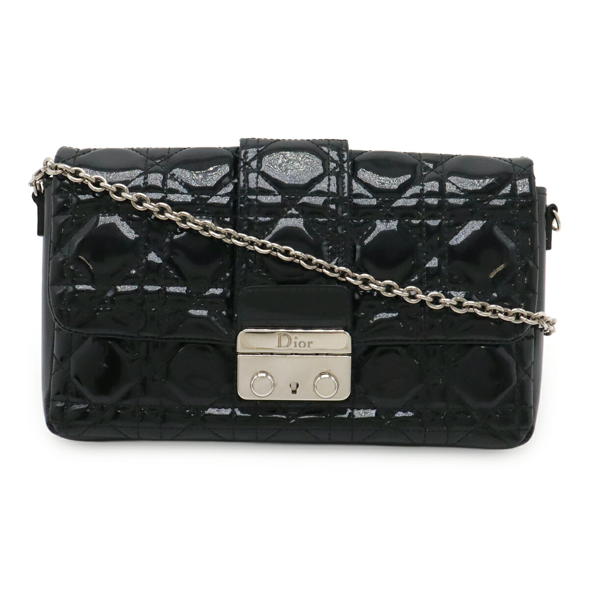 Rakuten - Christian Dior クリスチャン ディオール ニューロック カナージュ チェーンショルダーバッグ 2WAY クラッチ パテントレザー ブラック 黒 鍵欠品 【中古】