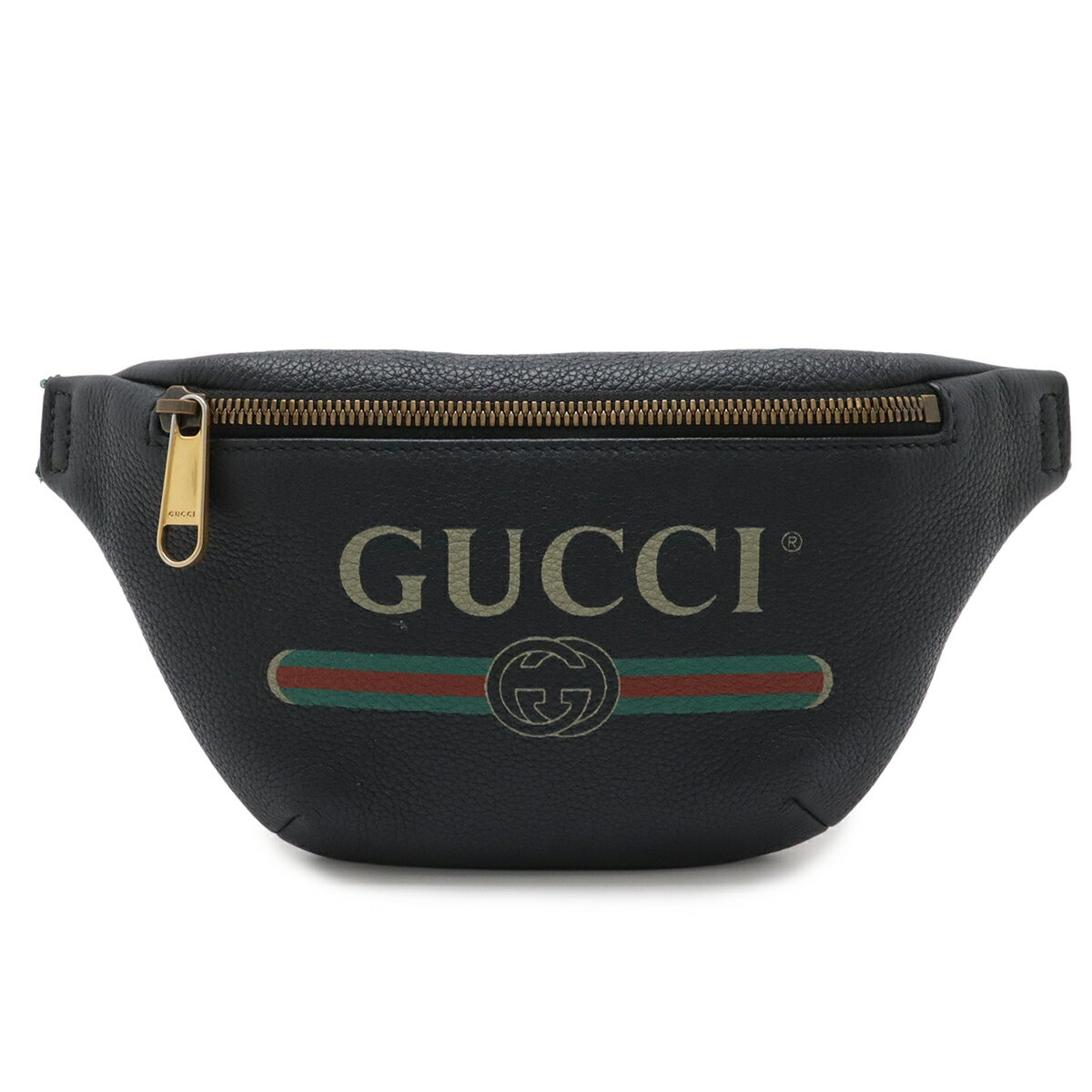 GUCCI グッチ グッチプリント スモール ベルトバッグ シェリーライン ウエストポーチ ヒップバッグ ボディバッグ レザー ブラック 黒 527792 【中古】