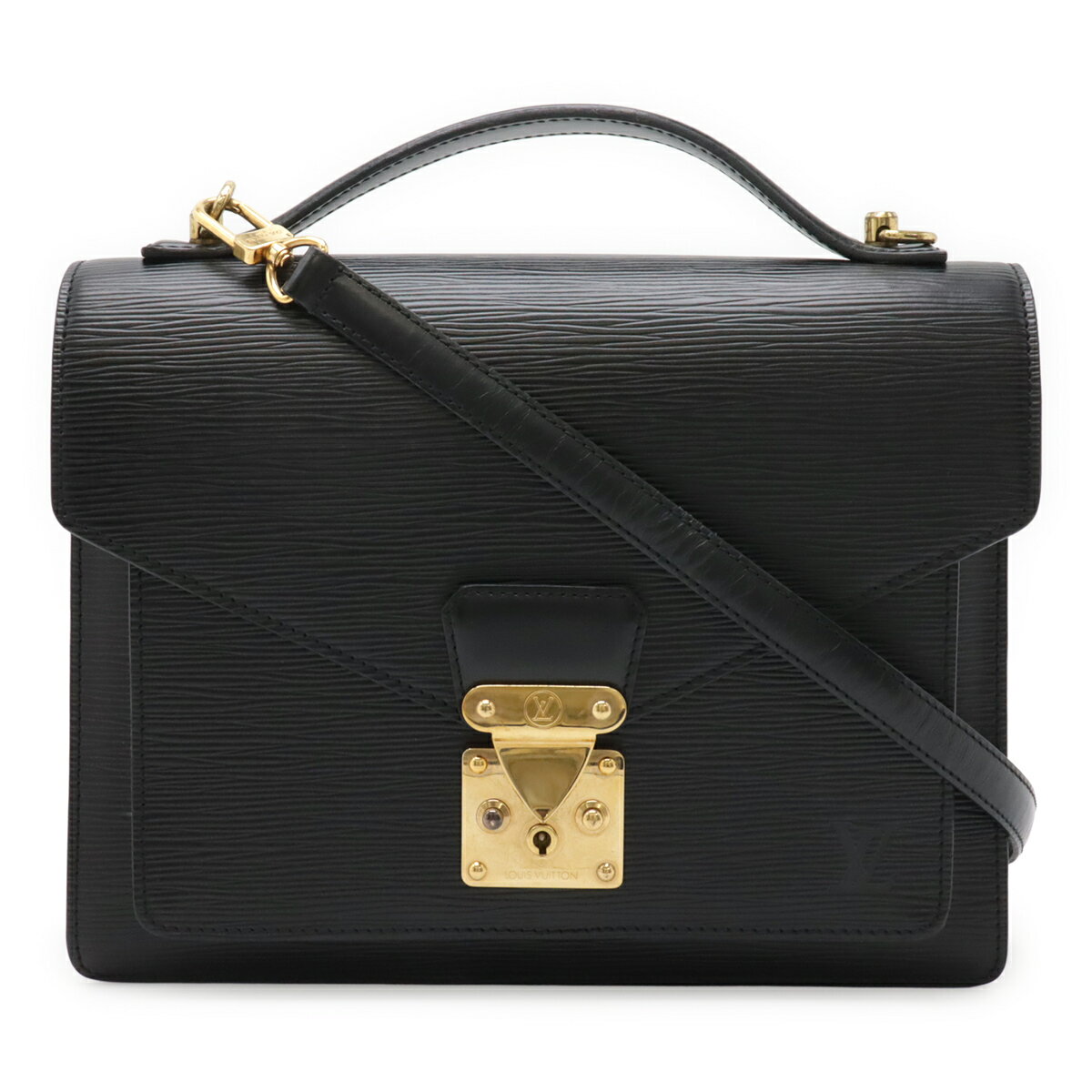 LOUIS VUITTON ルイ ヴィトン エピ モンソー ハンドバッグ セカンドバッグ 2WAY ショルダーバッグ ノワール 黒 ブラック ゴールド金具 M52122 【中古】