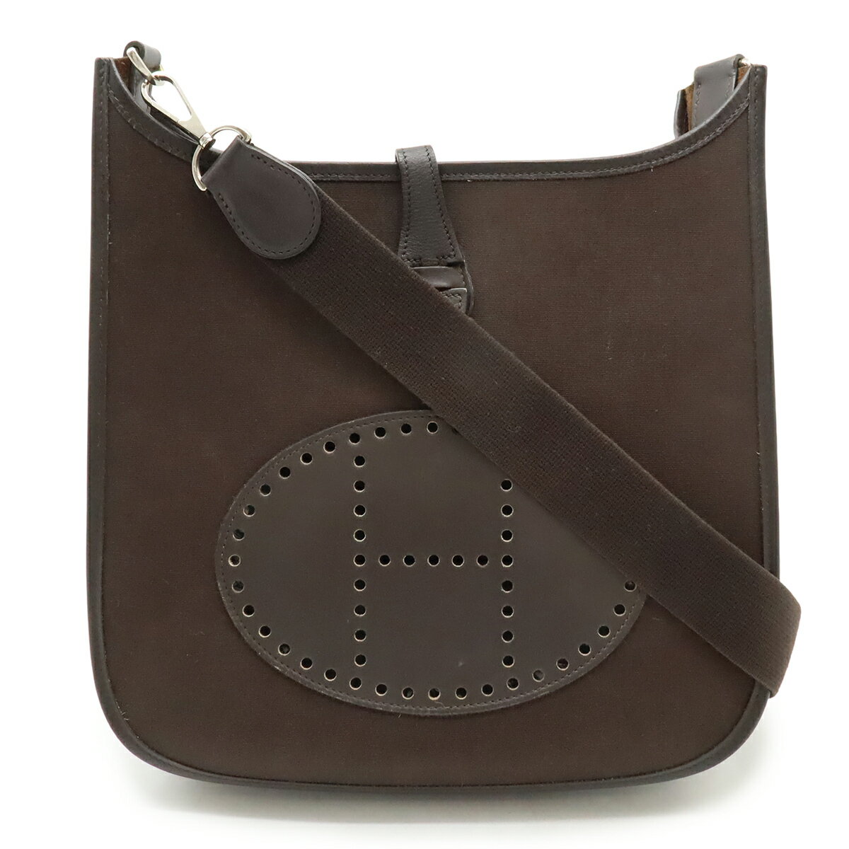 乐天商城 - HERMES エルメス エヴリン エブリン II 2 PM ショルダーバッグ 斜め掛け トワルオフィシエ キャンバス レザー ダークブラウン シルバー金具 □J刻印 【中古】