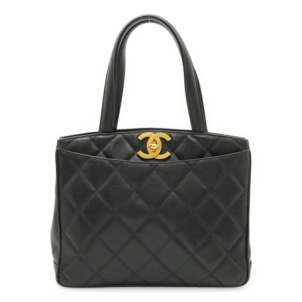 乐天商城 - CHANEL シャネル マトラッセ ココマーク ハンドバッグ トートバッグ キャビアスキン レザー ブラック 黒 ゴールド金具 【中古】