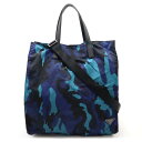 PRADA プラダ トートバッグ 2WAY ショルダーバッグ カモフラージュ 迷彩柄 ナイロン ROYAL ブルー系マルチカラー 海外ブティック購入品 VA90...