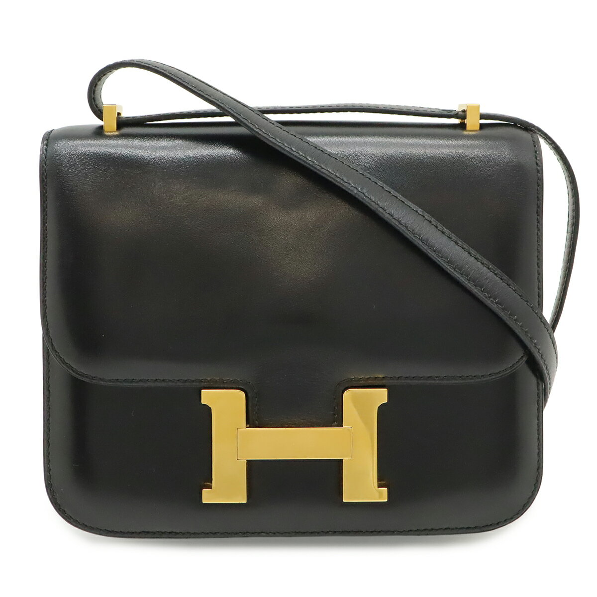 HERMES エルメス コンスタンス3 ミニ18 ショルダーバッグ ワンショルダー セミショルダー ボックスカーフ ブラック 黒 ゴールド金具 【中古】