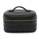 CHANEL シャネル ビコローレ バニティバッグ 化粧ポーチ コスメポーチ ハンドバッグ レザー ブラック 黒 ゴールド金具 A01618 【中古】
