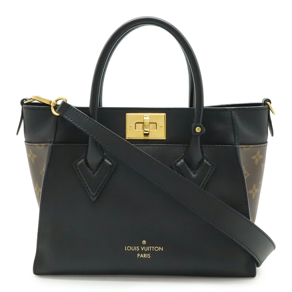 樂天商城 - LOUIS VUITTON ルイ ヴィトン モノグラム オンマイサイド PM ハンドバッグ 2WAY ショルダーバッグ レザー ノワール 黒 ブラック M57728 【中古】
