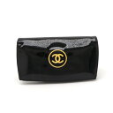 CHANEL シャネル メイクアップ ココマーク 2つ折長財布 二つ折り長財布 エナメル パテントレザー ブラック 黒 A47711 【中古】