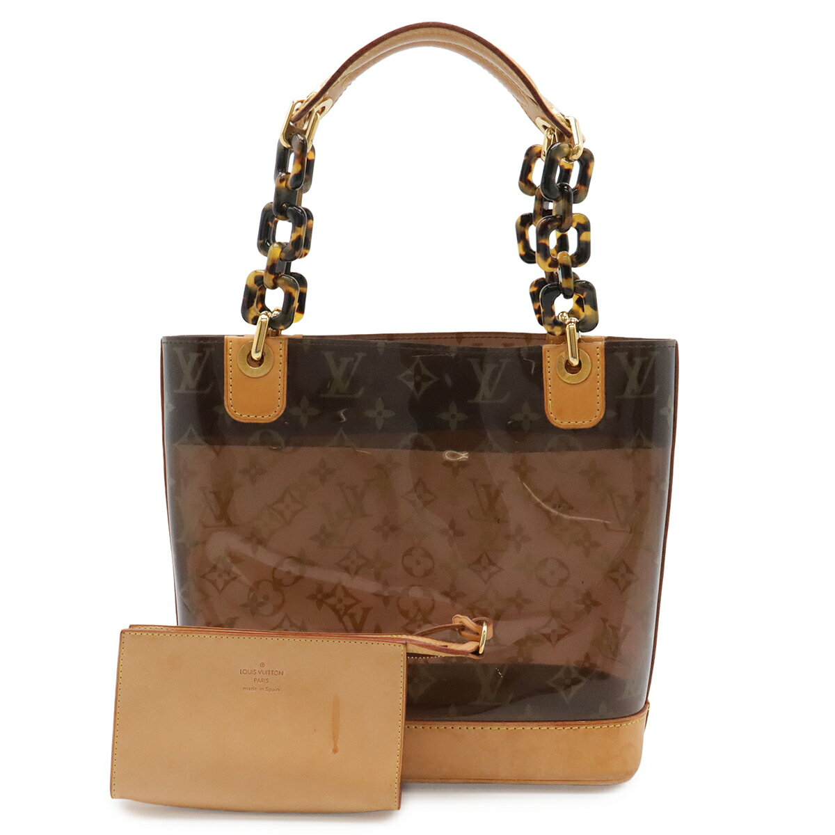 Rakuten - LOUIS VUITTON ルイ ヴィトン モノグラムビニール カバ アンブルPM トートバッグ ショルダー プラスチックチェーン ブラウン ポーチ付き M92502 【中古】
