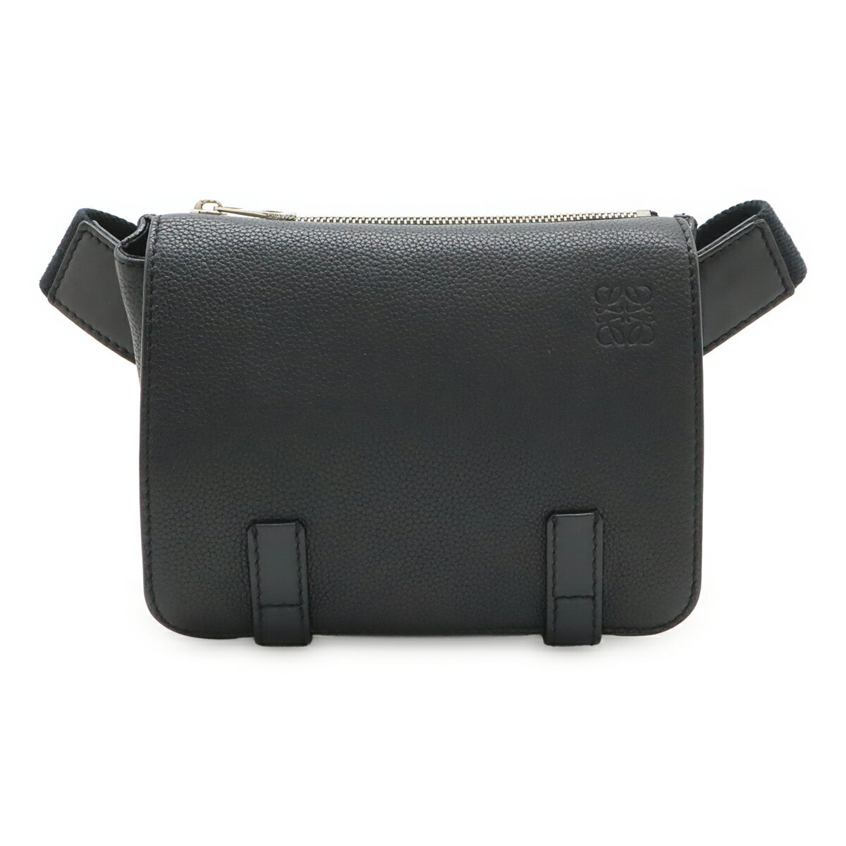 樂天商城 - LOEWE ロエベ アナグラム ミリタリー バムバッグ ボディバッグ ショルダーバッグ 斜め掛け レザー ブラック 黒 シルバー金具 317.12AB234 【中古】
