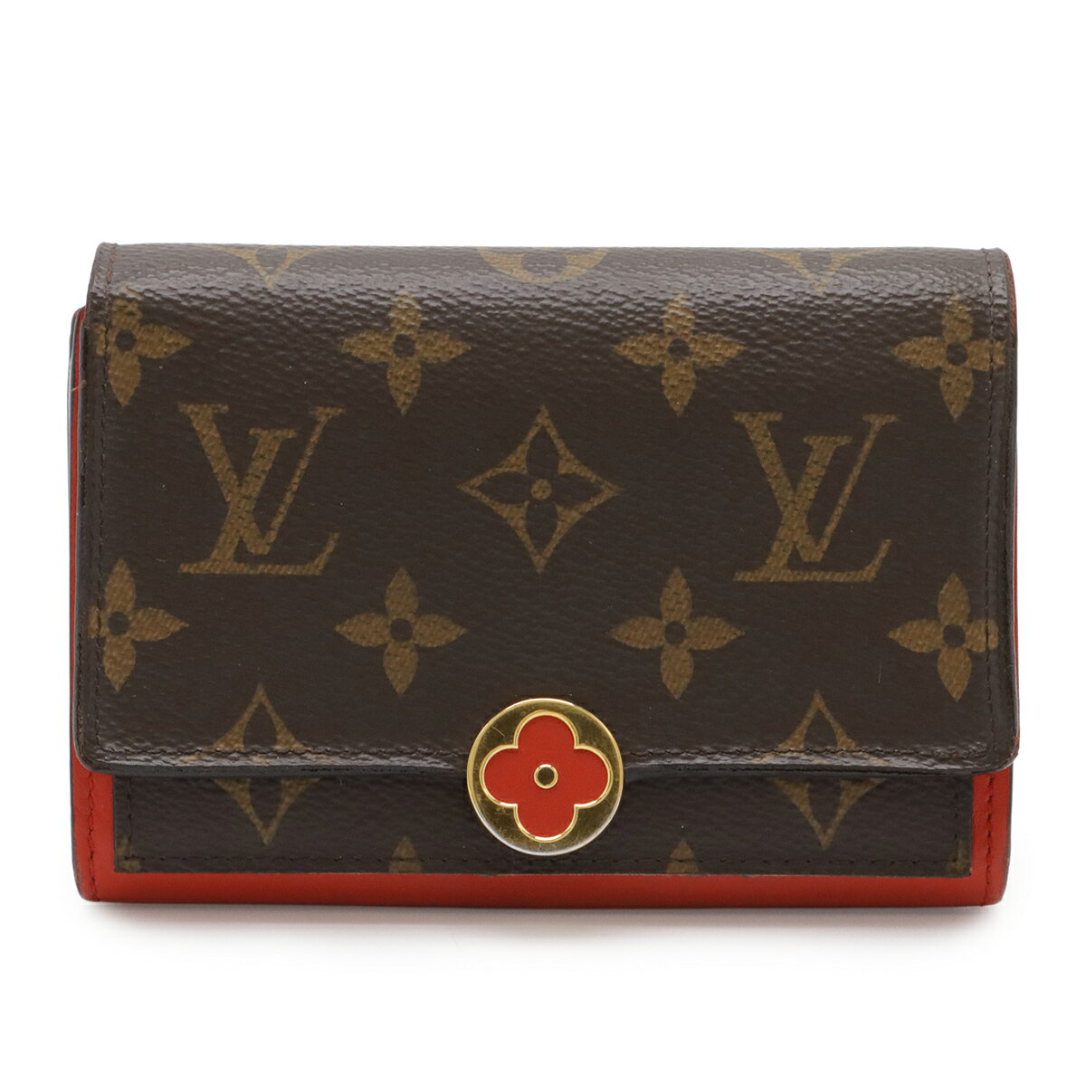 LOUIS VUITTON ルイ ヴィトン モノグラム ポルトフォイユ フロール コンパクト 2つ折財布 二つ折り財布 コクリコ 赤 レッド M64588 【中古】