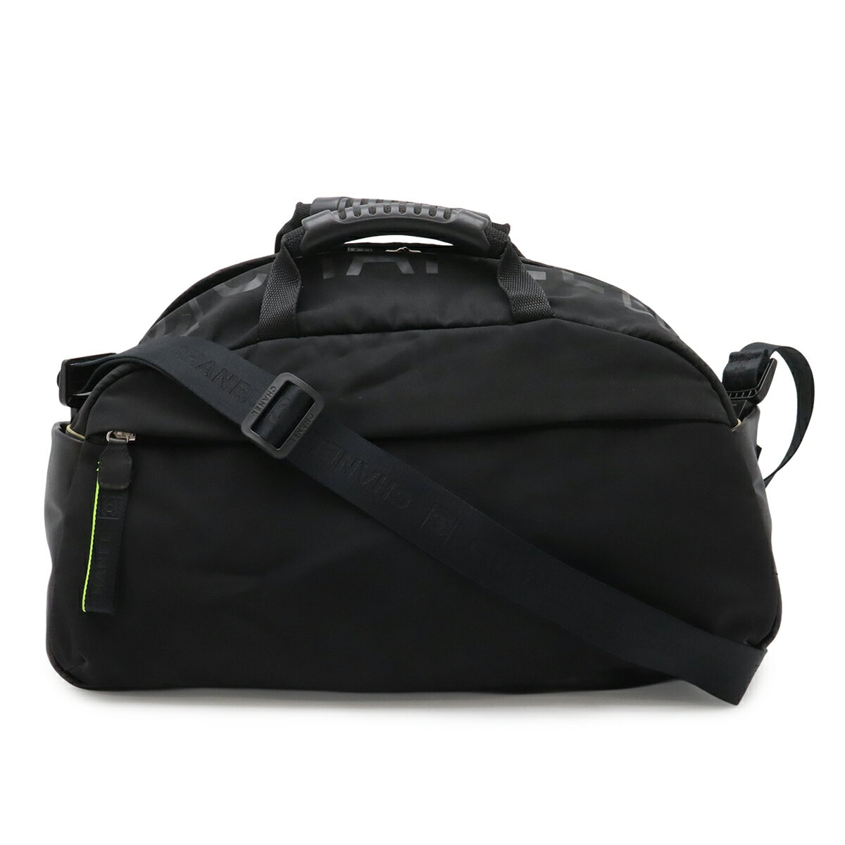 CHANEL - CHANEL シャネル スポーツライン ココマーク ボストンバッグ 2WAY ショルダーバッグ 旅行バッグ ラバー ナイロン ブラック 黒 イエロー 黄 【中古】