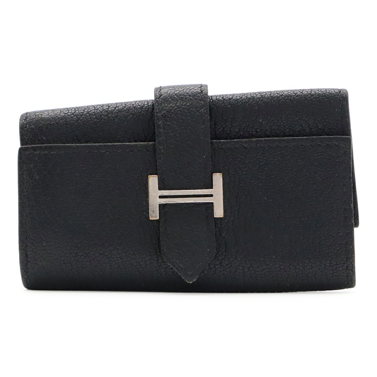 HERMES エルメス ベアン キーケース 4連 シェーブル レザー ブラック 黒 シルバー金具 C刻印 【中古】