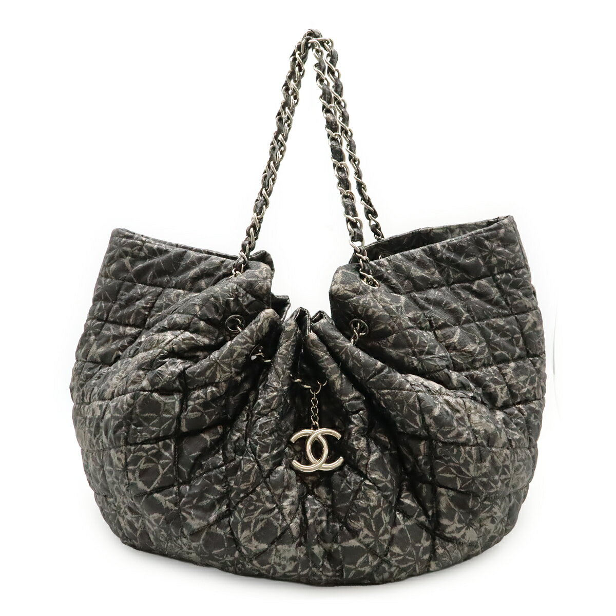 樂天商城 - CHANEL シャネル メルローズカバス ココマーク チェーンショルダー ショルダーバッグ トートバッグ ナイロン グレー シルバー A47190 【中古】