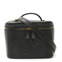 CHANEL シャネル ココマーク キャビアスキン バニティバッグ ハンドバッグ 化粧ポーチ コスメポーチ 2WAY ショルダーバッグ ブラック A06329 ...