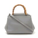 GUCCI グッチ ニムフェア スモール バンブー ハンドバッグ 2WAY ショルダーバッグ レザー フェイクパール グレー 453767 【中古】