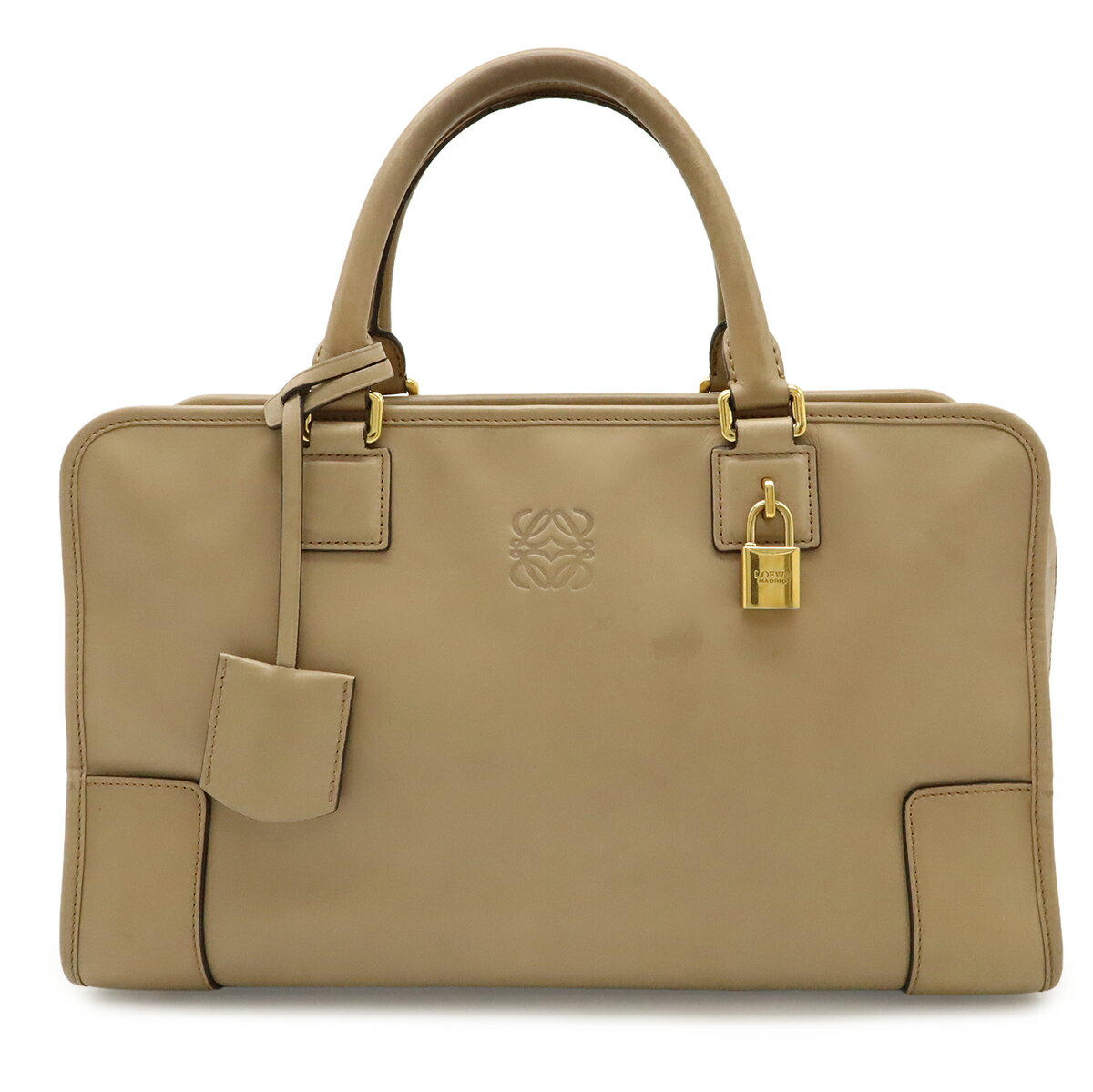 LOEWE ロエベ アマソナ36 アナグラム ハンドバッグ ミニボストンバッグ ハンドバッグ レザー ベージュ ゴールド金具 【中古】