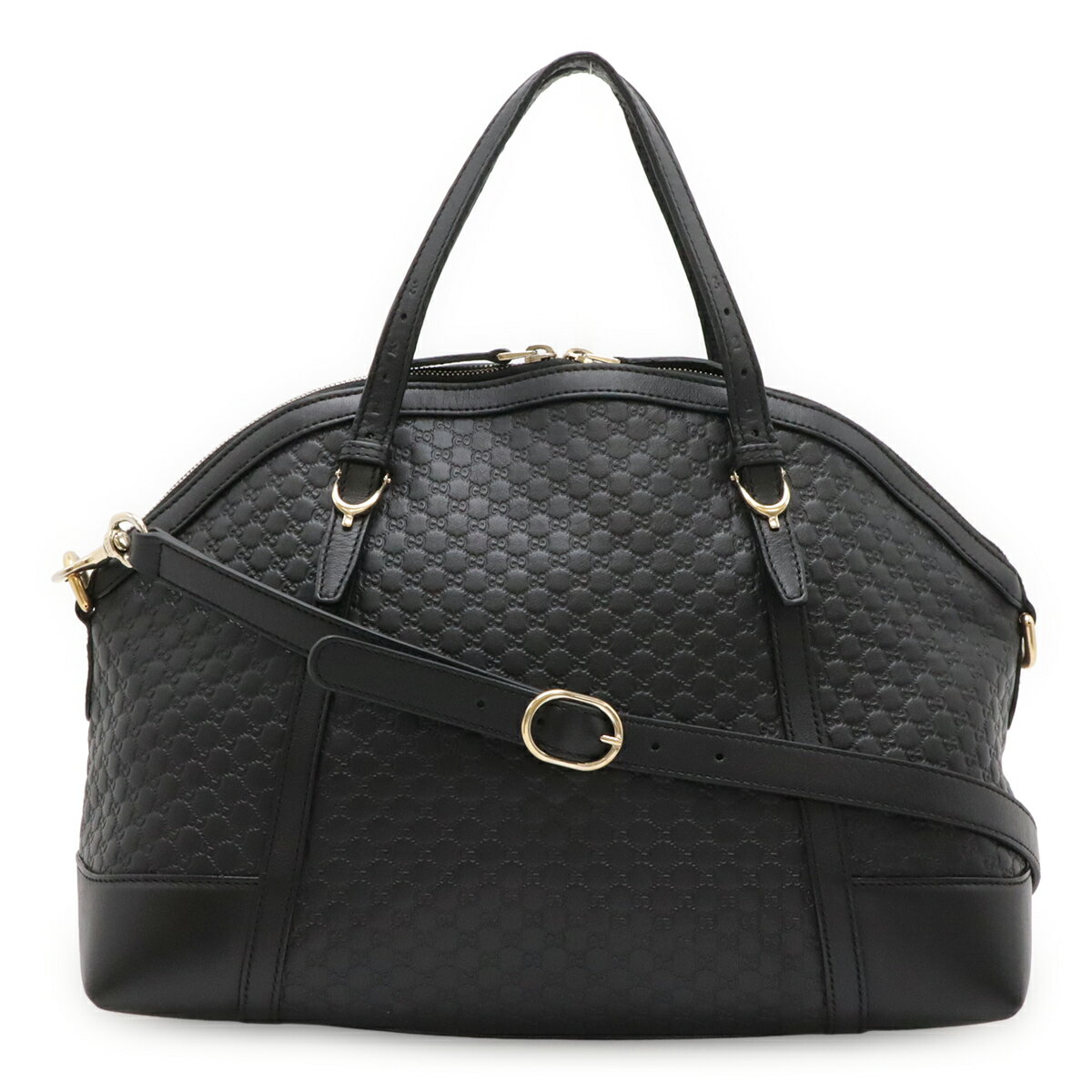 樂天商城 - GUCCI グッチ マイクログッチシマ ハンドバッグ トートバッグ 2WAY ショルダーバッグ 斜め掛け レザー ブラック 黒 ゴールド金具 309614 【中古】