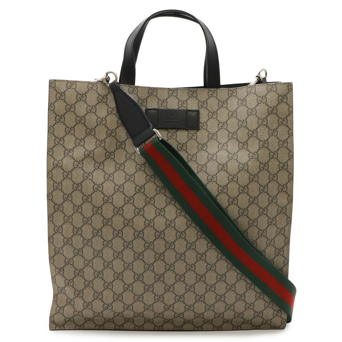乐天商城 - GUCCI グッチ ソフトGGスプリーム トートバッグ 2WAY ショルダーバッグ 斜め掛け PVC レザー ベージュ ブラック 黒 456217 【中古】