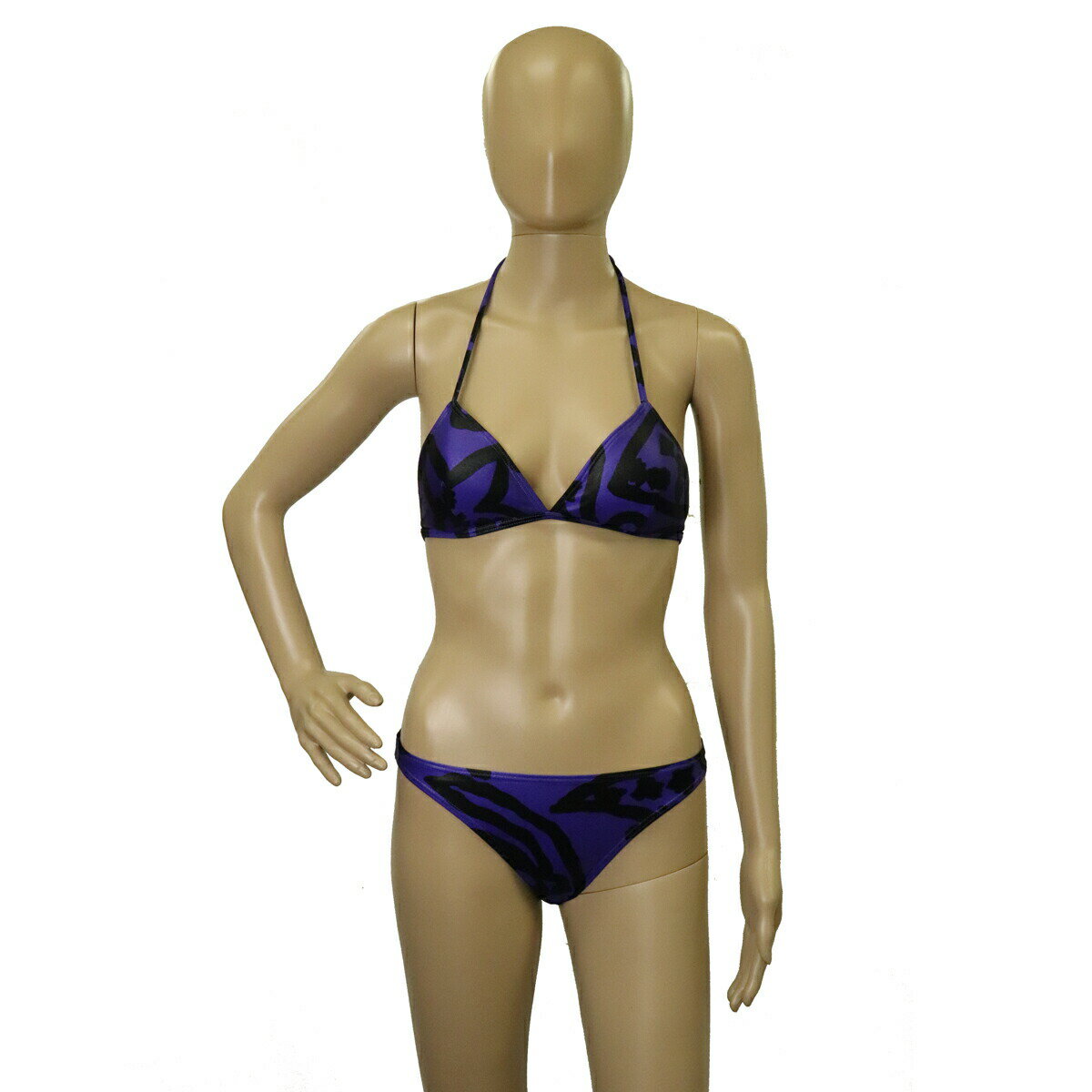 【アパレル】Christian Dior クリスチャン ディオール 水着 ビキニ スイムウェア ナイロン85% ポリウレタン5% パープル 紫 ブラック 黒 #Mのサムネイル