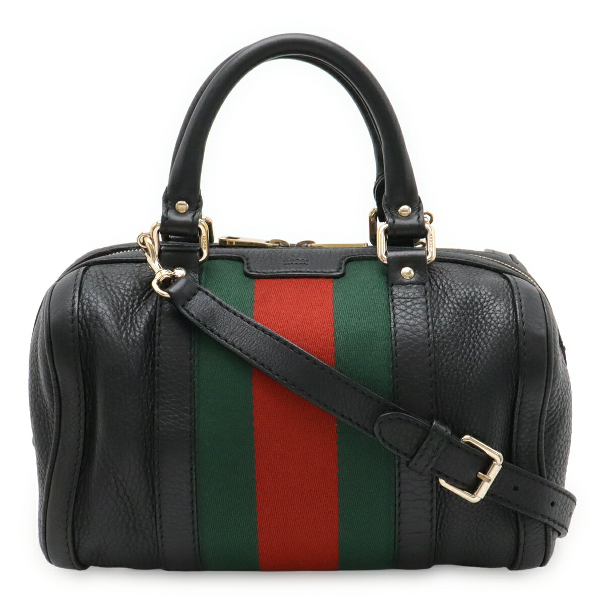 GUCCI グッチ シェリーライン ハンドバッグ ミニボストンバッグ ショルダーバッグ レザー ブラック 黒 グリーン 緑 レッド 赤 269876 【中古】