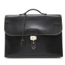 HERMES エルメス サックアデペッシュ41 ビジネスバッグ ブリーフケース 書類カバン ハンドバッグ リセ レザー ブラック 黒 シルバー金具 □E刻印 【...