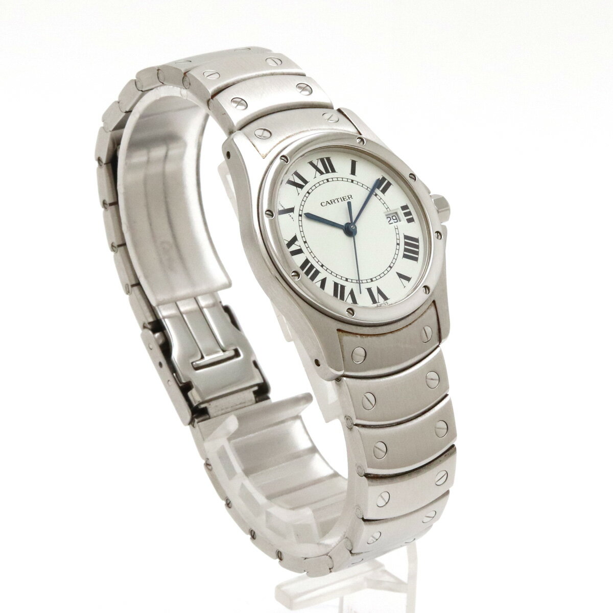 Cartier カルティエ サントスロンド ホワイト文字盤 SS メンズ QZ クォーツ 腕時計 W20027K1 1561 1 【中古】