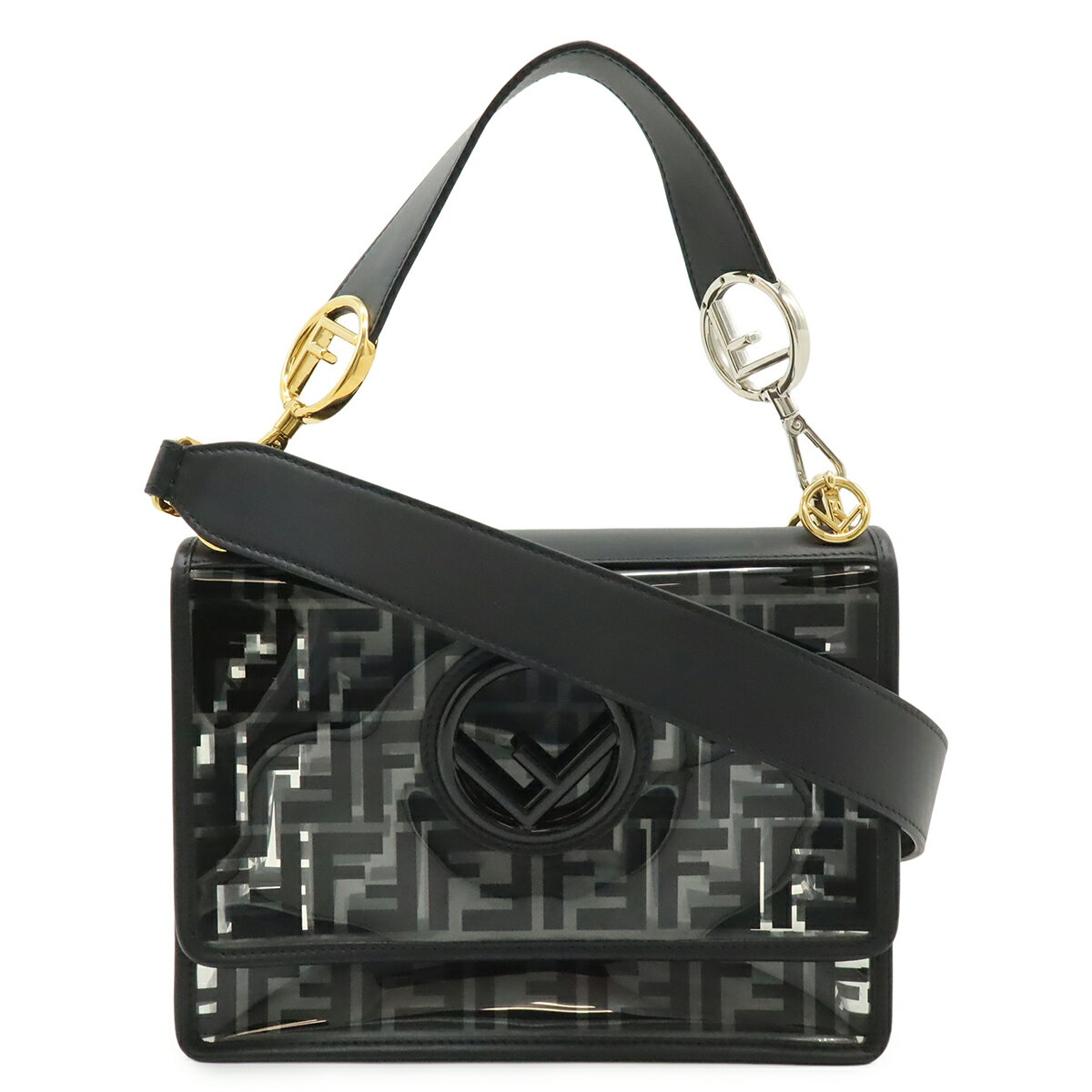 Rakuten - FENDI フェンディ キャナイエフ ズッカ柄 ショルダーバッグ 2WAY ハンドバッグ ビニール レザー ブラック 黒 クリア 8BT284 【中古】