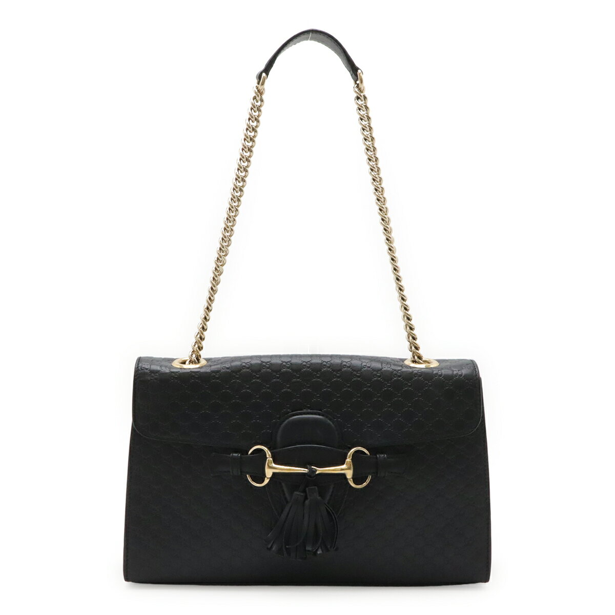 樂天商城 - GUCCI グッチ マイクログッチシマ エミリー ホースビット チェーンバッグ ショルダーバッグ タッセル レザー ブラック 黒 アウトレット品 449635 【中古】